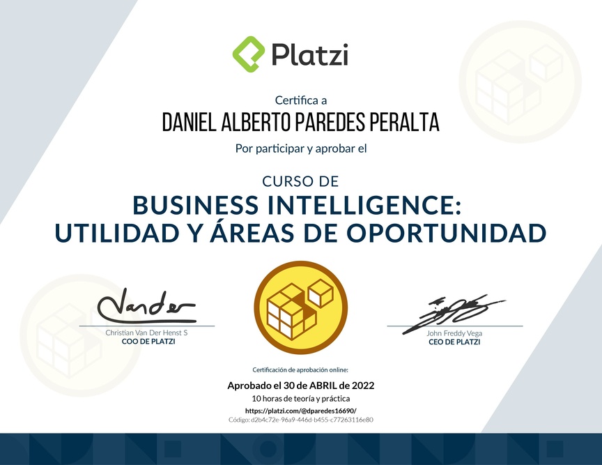 Diploma del Curso de Business Intelligence: Utilidad y Áreas de Oportunidad