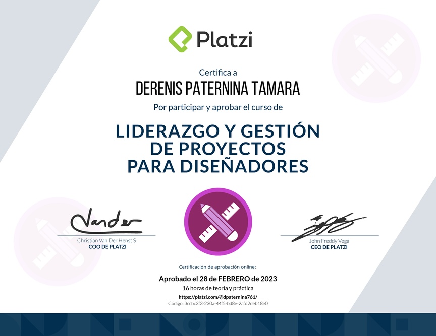 Diploma del Curso de Gestión y Liderazgo en Diseño