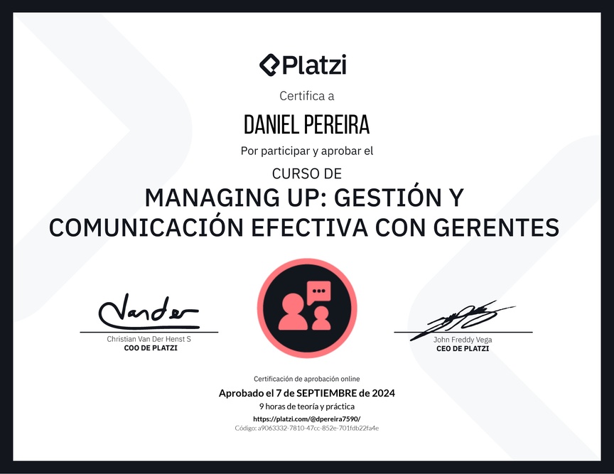 Diploma de Audiocurso de Managing Up: Gestión y Comunicación Efectiva con Gerentes