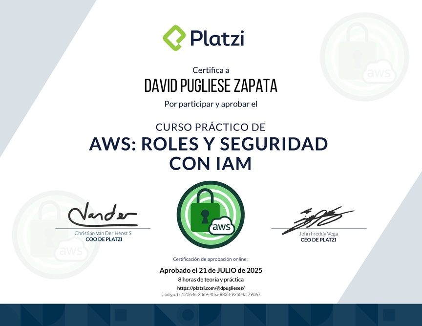 Diploma del Curso Práctico de AWS: Roles y Seguridad con IAM