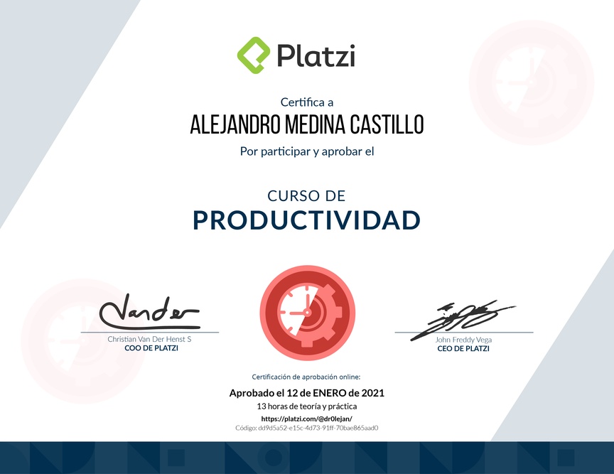 Diploma del Curso de Productividad