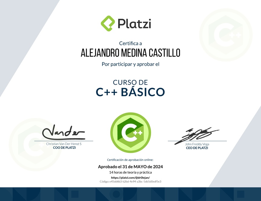 Diploma del Curso de C++ Básico