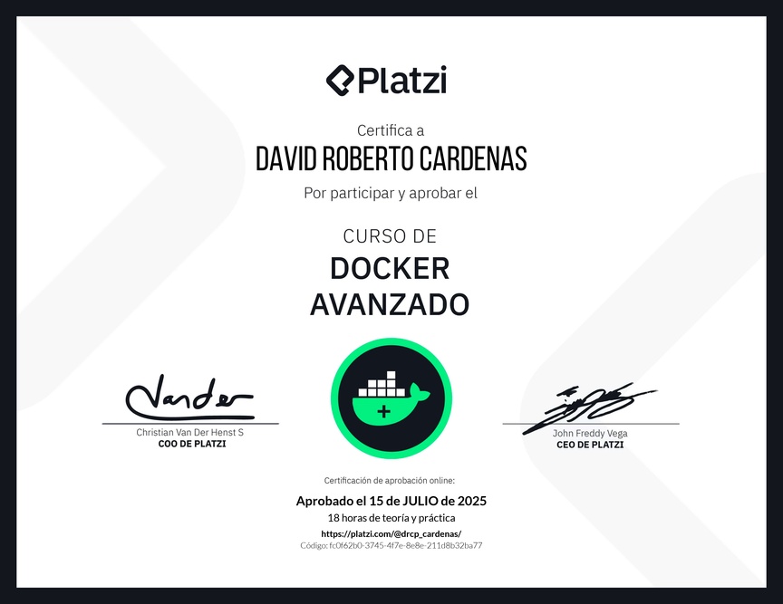 Diploma del Curso de Docker Avanzado