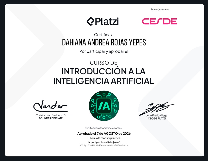 Diploma del Curso de Introducción a la Inteligencia Artificial