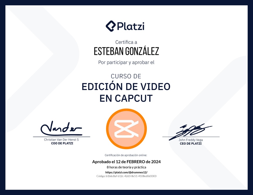 Diploma del Curso de Edición de Video con Capcut