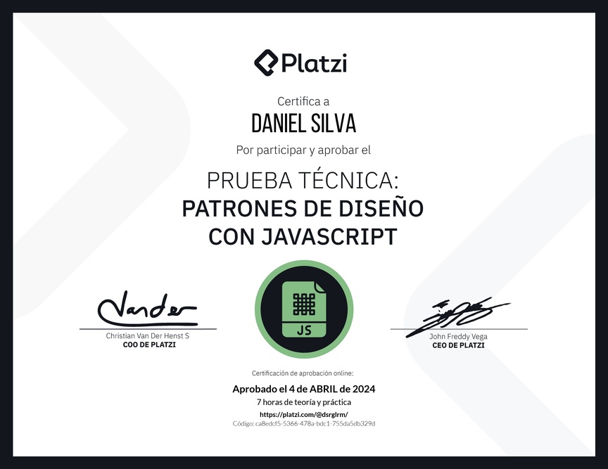 Diploma de Prueba Técnica: Patrones de Diseño con JavaScript