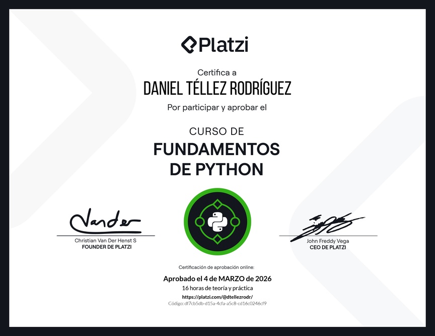 Diploma del Curso de Fundamentos de Python