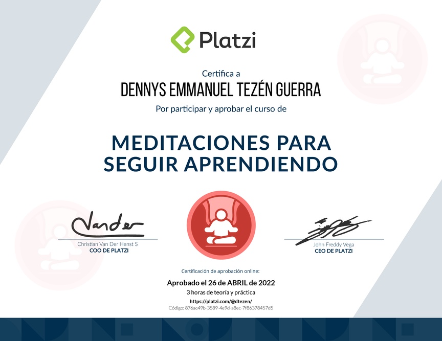 Diploma de Audiocurso de Meditación