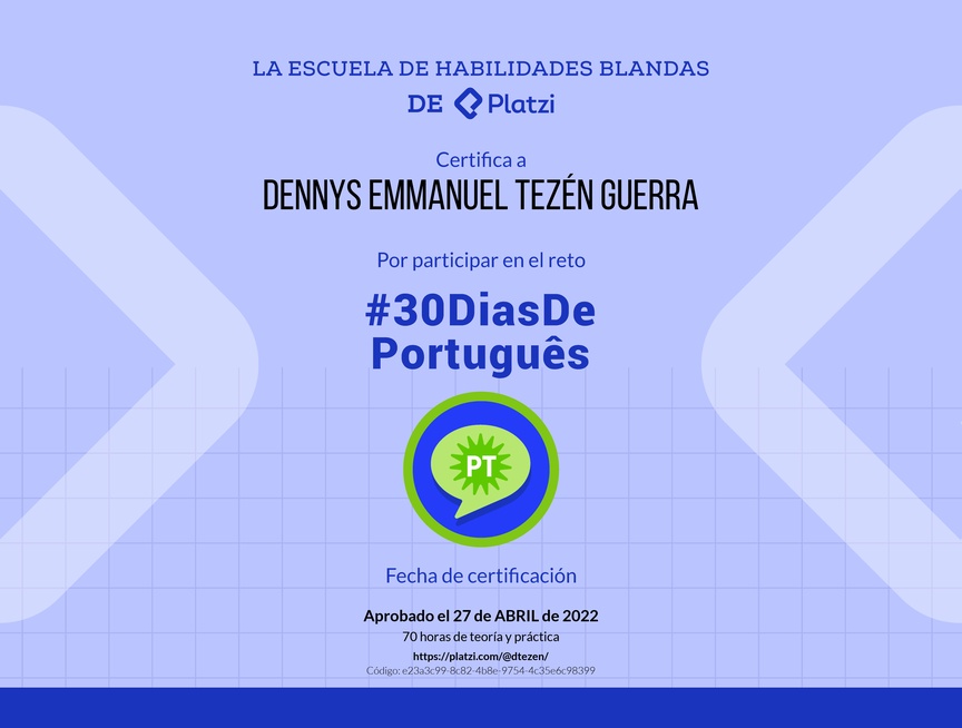 Diploma de 30 Dias De Português