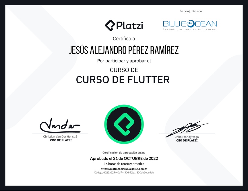 Diploma del Curso de Flutter