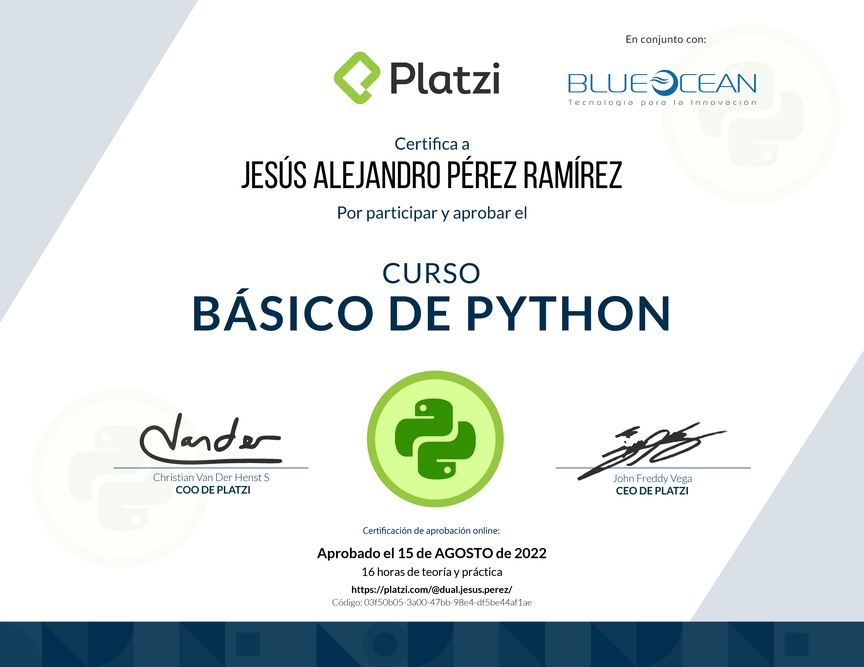 Diploma del Curso Básico de Python