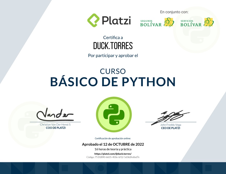 Diploma del Curso Básico de Python