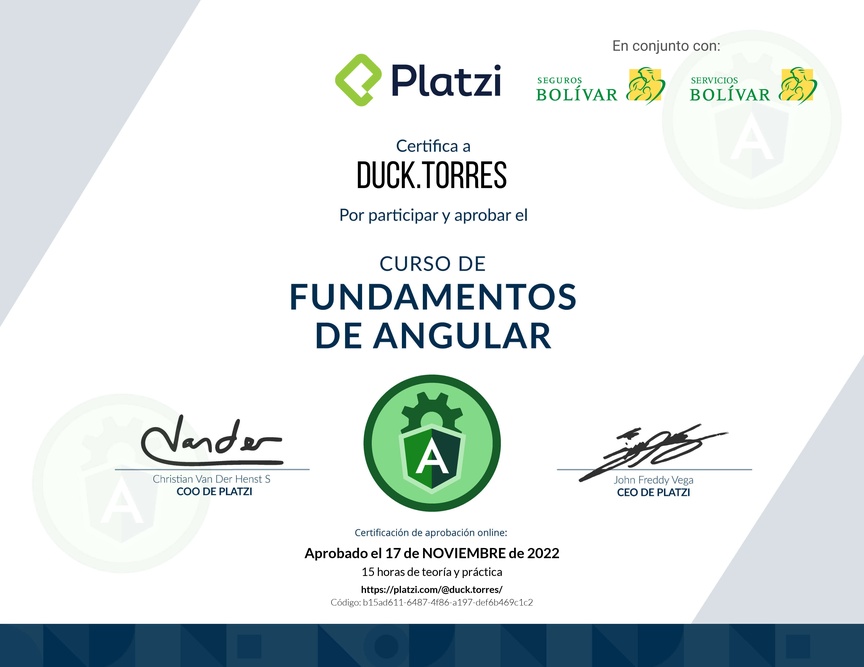 Diploma del Curso de Fundamentos de Angular