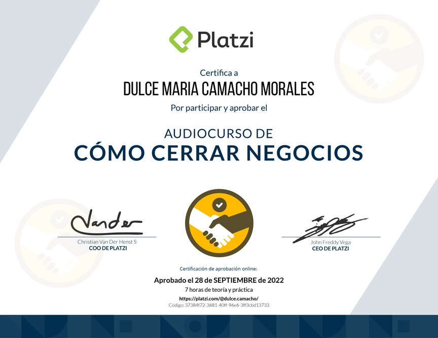 Diploma de Audiocurso de Negociación Efectiva para Cerrar Negocios