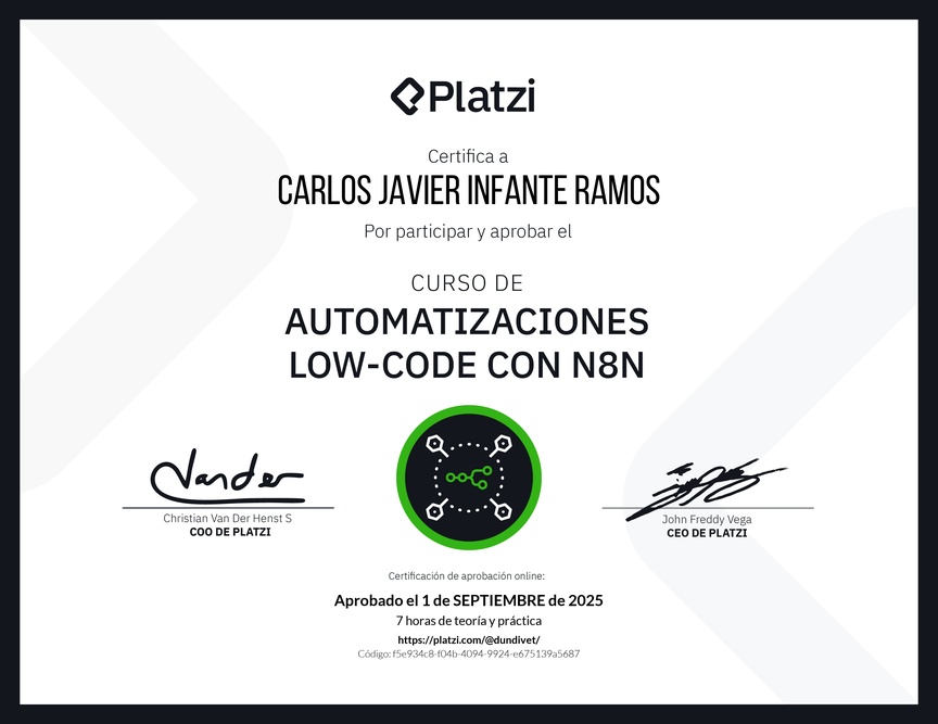 Diploma del Curso de Automatizaciones con n8n