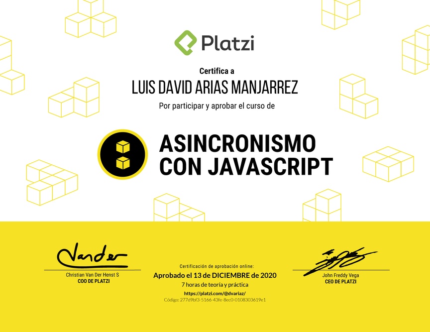 Diploma del Curso de Asincronismo con JavaScript 2019