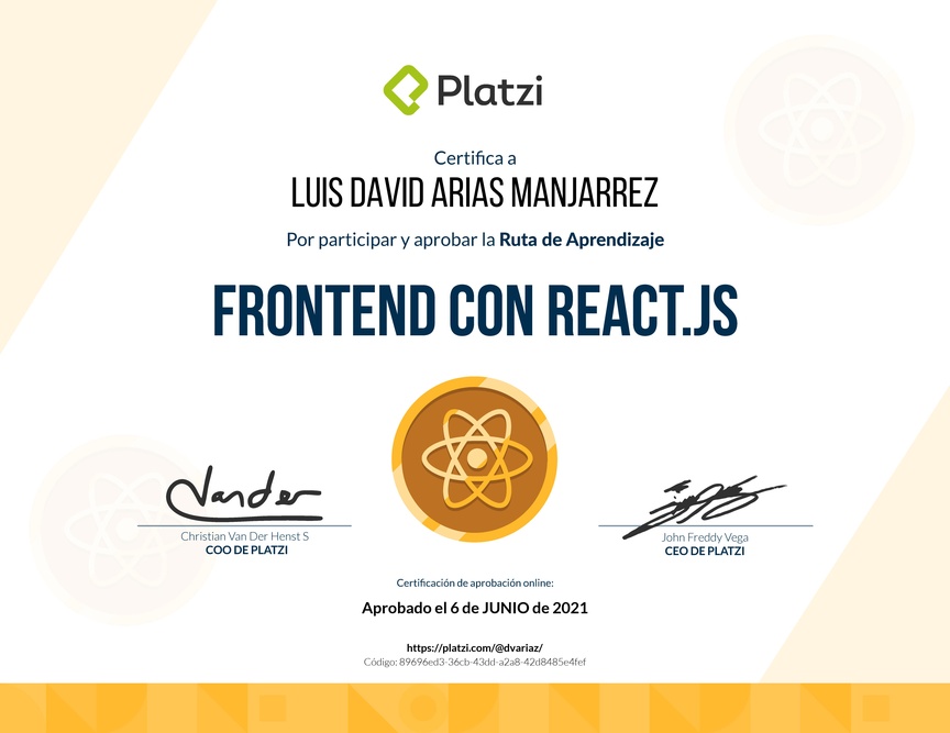 Diploma de la Ruta de Aprendizaje de Frontend a profundidad con React.js
