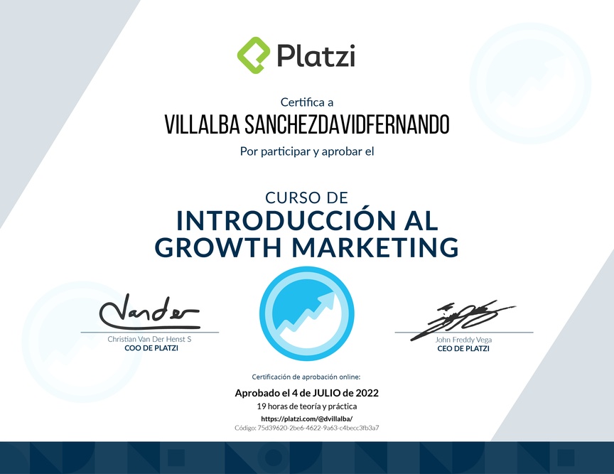 Diploma del Curso de Introducción al Growth Marketing
