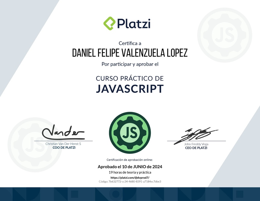 Diploma del Curso Práctico de JavaScript