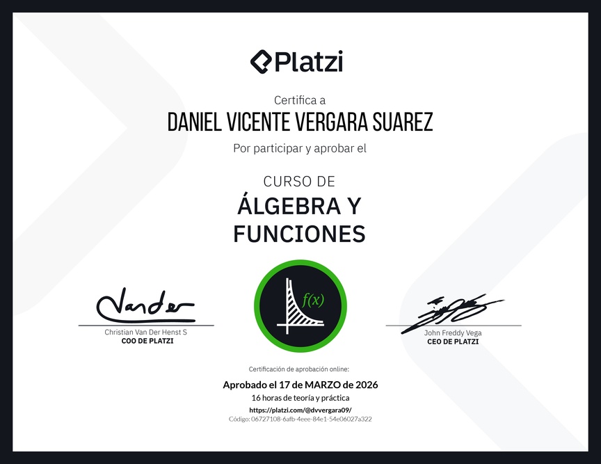 Diploma del Curso de Álgebra y Funciones
