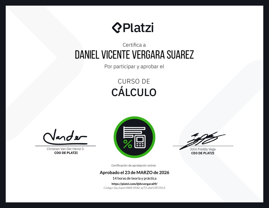 Diploma del Curso de Cálculo Diferencial