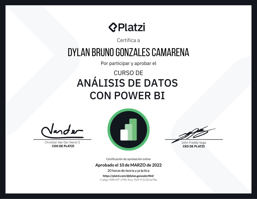 Diploma del Curso de Análisis de Datos con Power BI