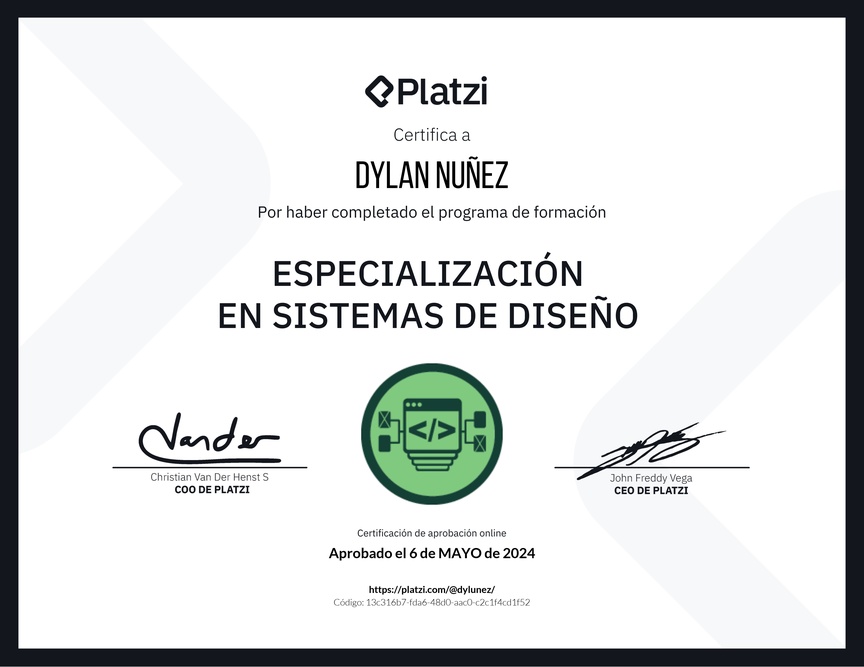 Diploma de la Ruta de Aprendizaje de Especialización en Sistemas de Diseño