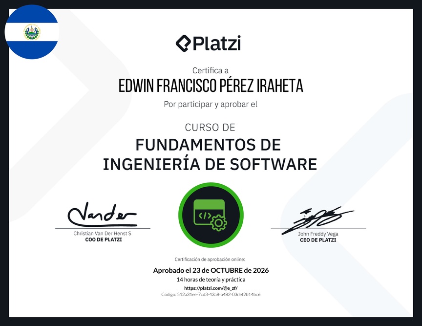 Diploma del Curso de Fundamentos de Ingeniería de Software