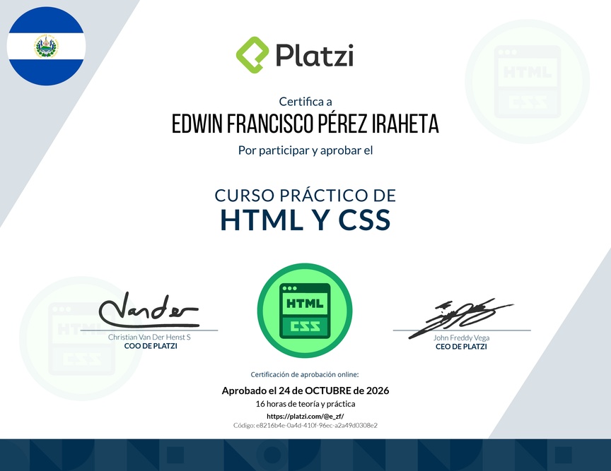 Diploma del Curso Práctico de HTML y CSS