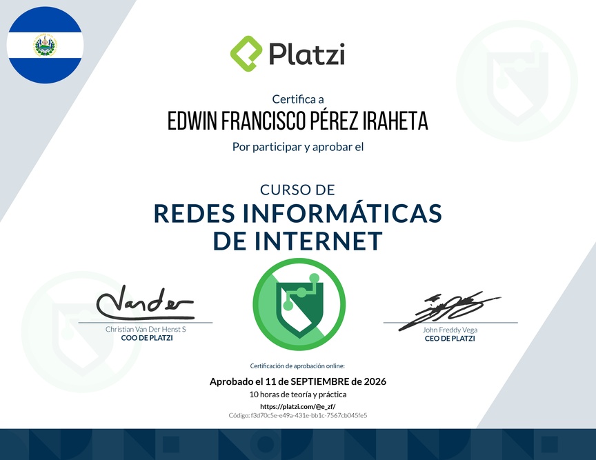 Diploma del Curso de Redes Informáticas de Internet