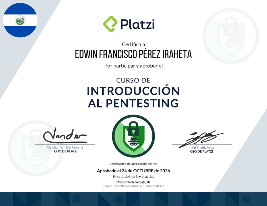 Diploma del Curso de Introducción al Pentesting