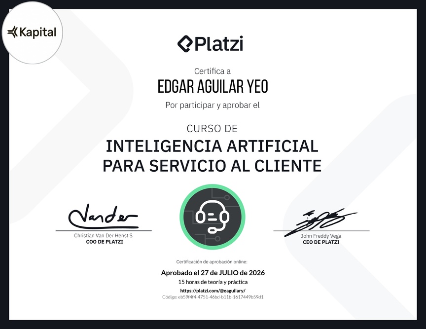 Diploma del Curso de Inteligencia Artificial para Servicio al Cliente