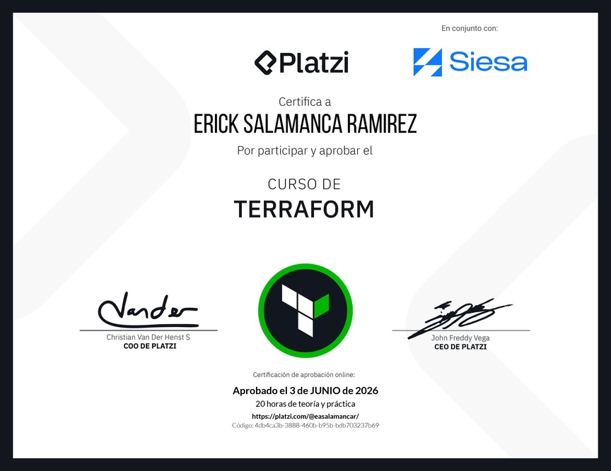 Diploma del Curso de Terraform