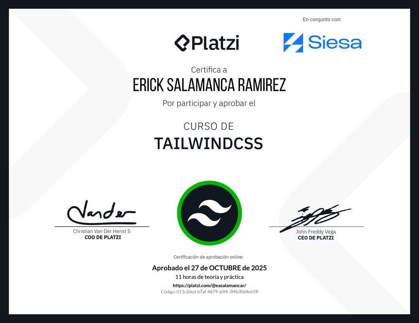 Diploma del Curso de TailwindCSS
