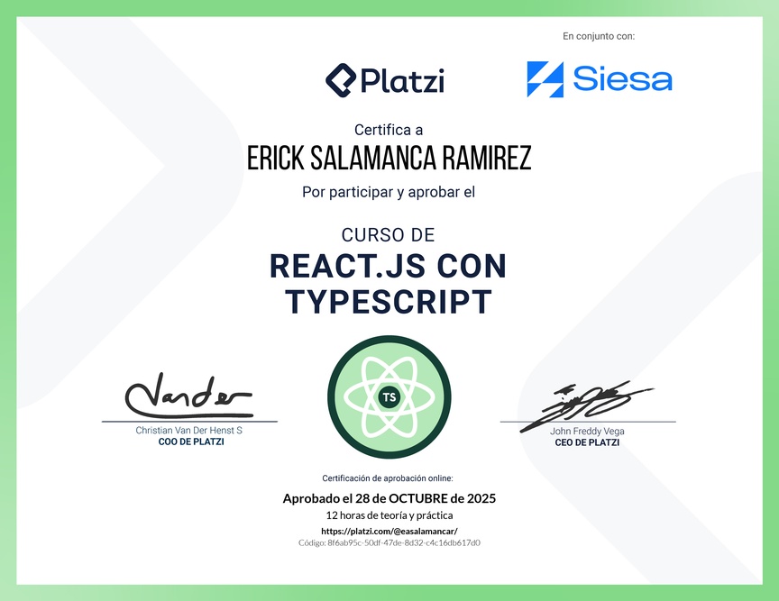 Diploma del Curso de React.js con TypeScript