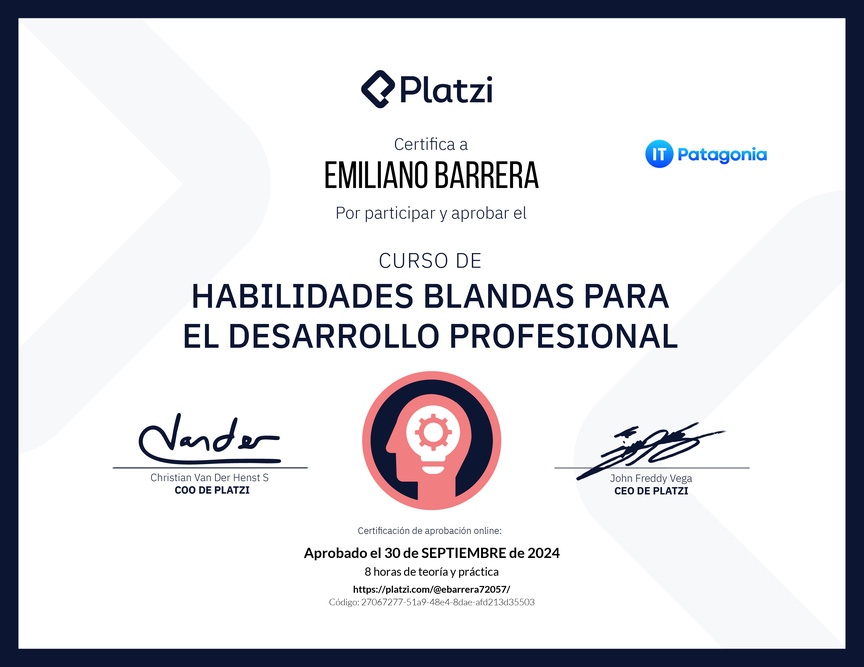 Diploma del Curso de Habilidades Blandas para el Desarrollo Profesional