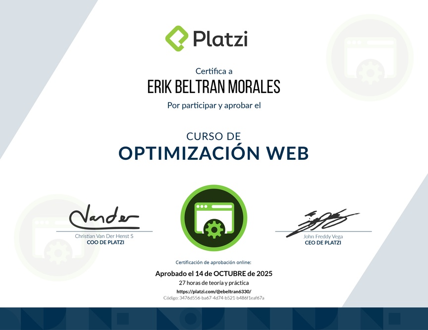 Diploma del Curso de Optimización Web