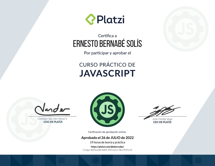 Diploma del Curso Práctico de JavaScript