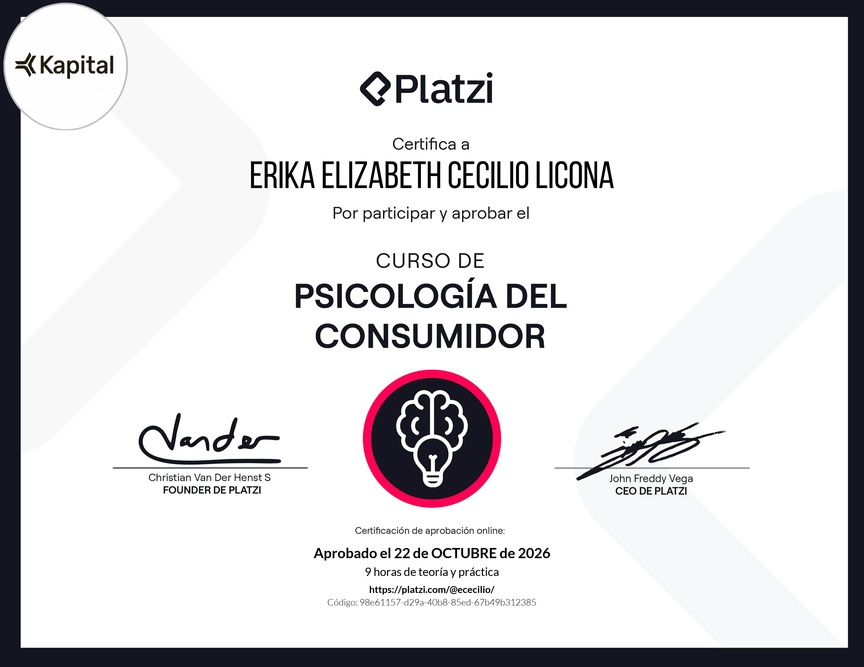 Diploma del Curso de Psicología del Consumidor