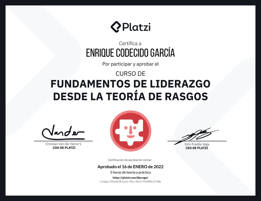 Diploma del Curso de Fundamentos de Liderazgo: Reconoce las Características de un Líder