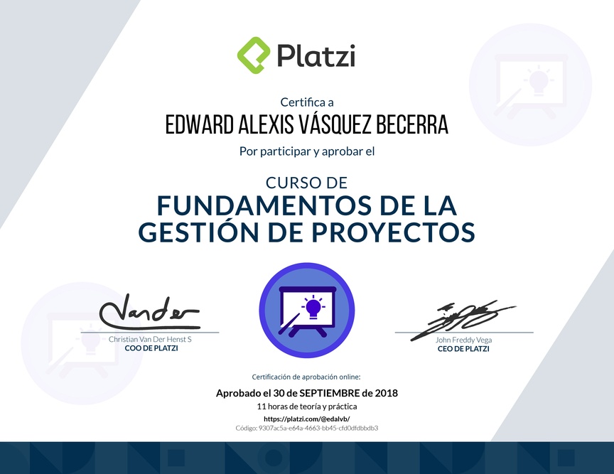 Diploma de Fundamentos de la Gestión de Proyectos - 2018