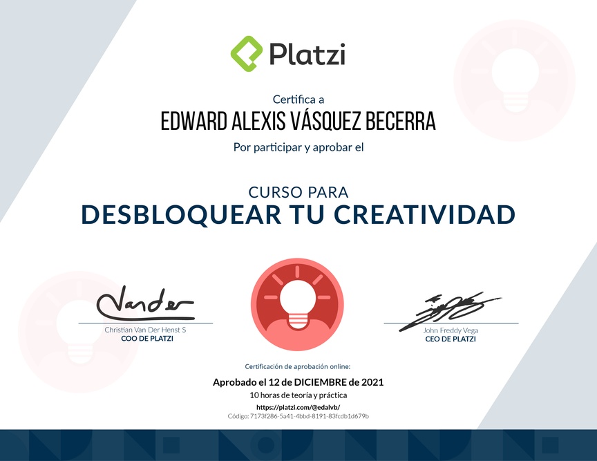 Diploma de Audiocurso de Desarrollo de Creatividad para tu Vida Profesional