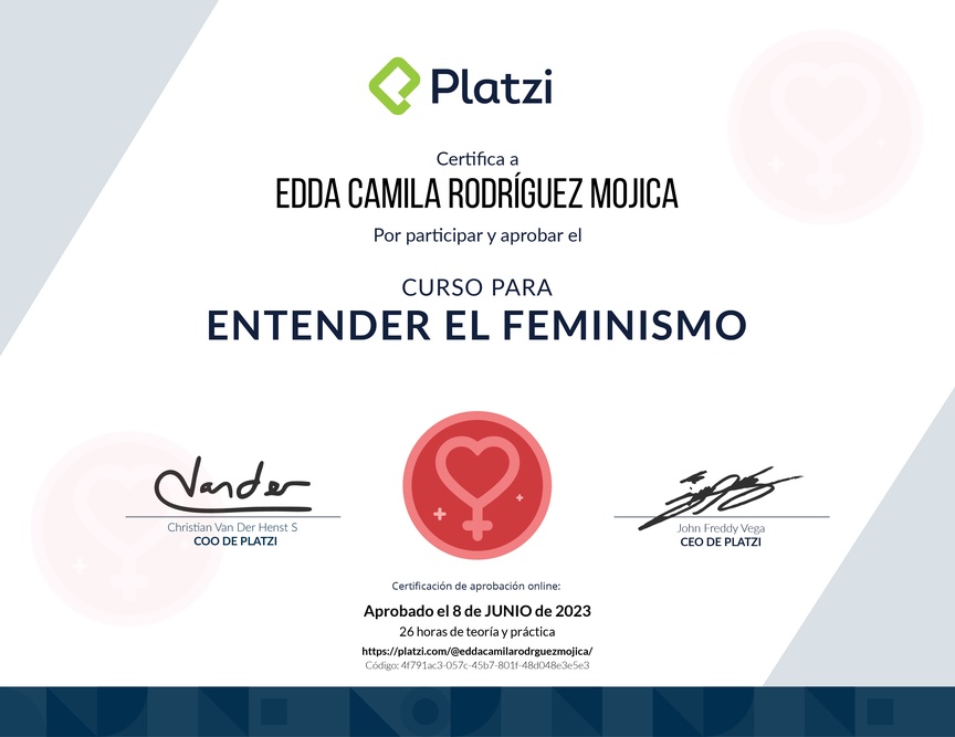 Diploma del Curso para Entender el Feminismo