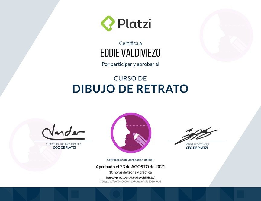 Diploma del Curso de Dibujo de Retrato