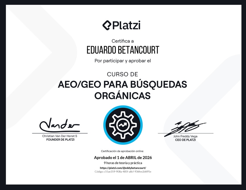 Diploma del Curso de AEO/GEO para Búsquedas Orgánicas