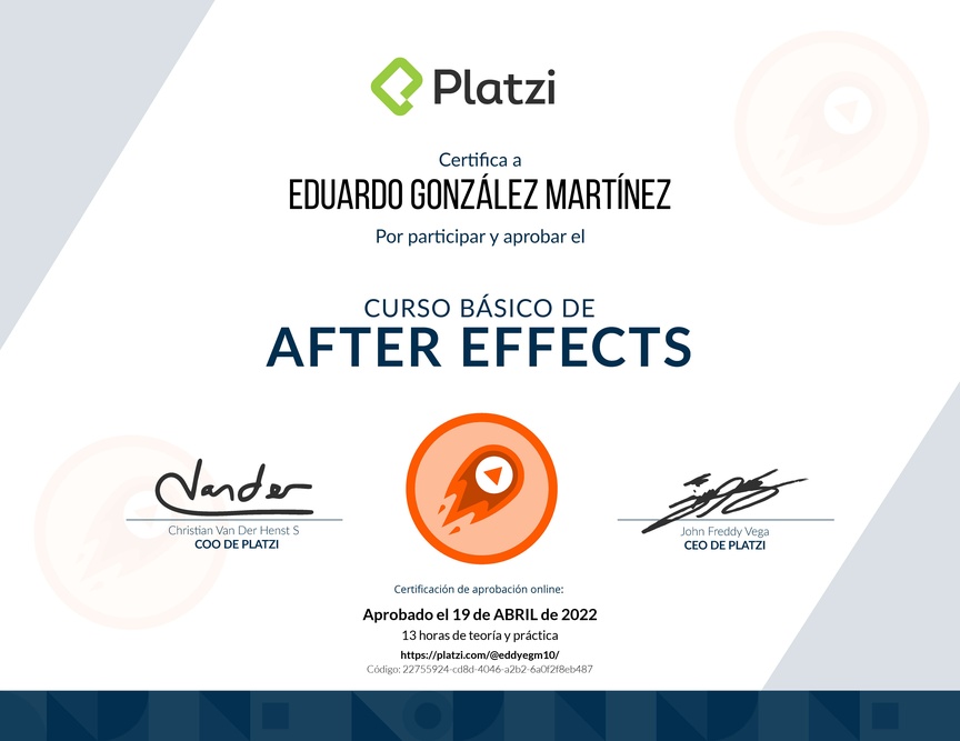 Diploma del Curso Básico de After Effects