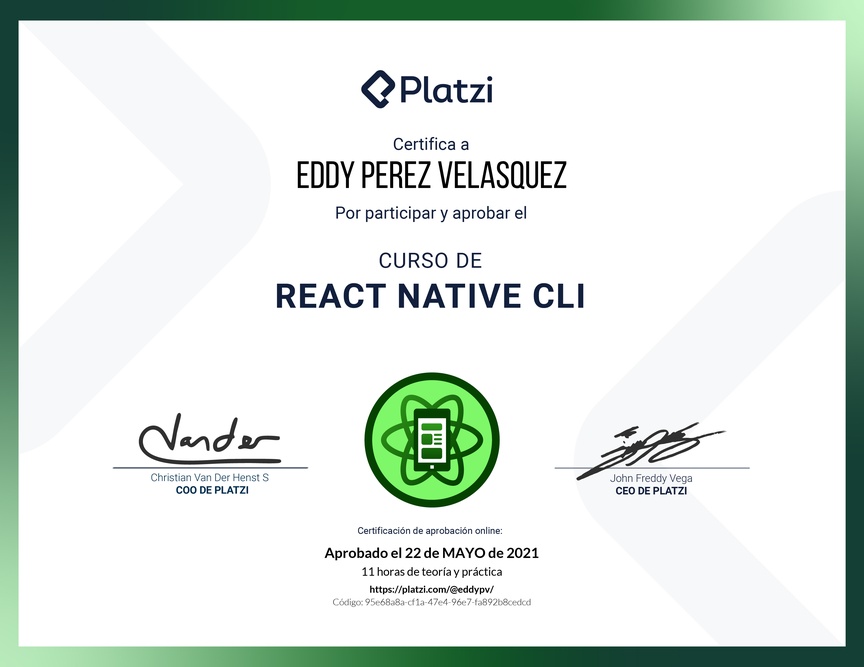 Diploma del Curso de React Native CLI