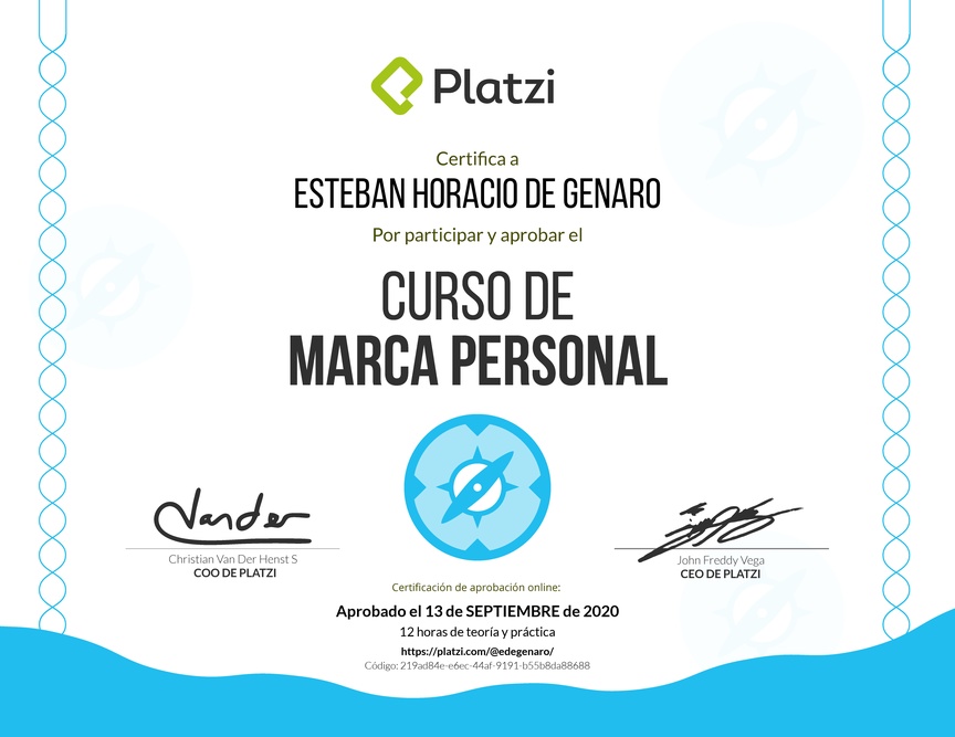 Diploma del Curso Gratis de Marca Personal 2018