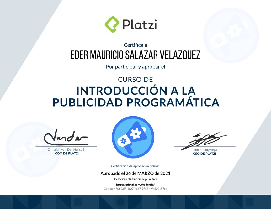 Diploma del Curso de Introducción a la Publicidad Programática