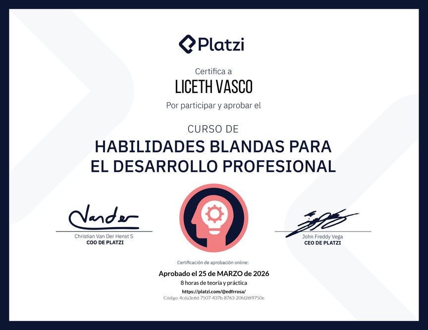 Diploma del Curso de Habilidades Blandas para el Desarrollo Profesional